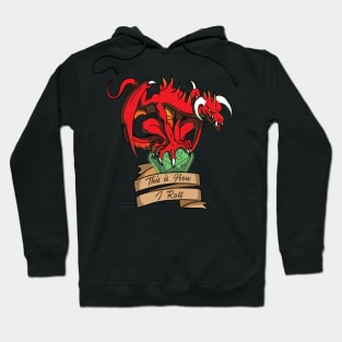 Red Dragon with D20 die "This is How I Roll" Hoodie